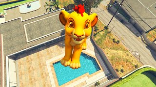 Kion Simba Water Ragdolls GTA 5 The Lion King guard Jumps  Fails  Wins  Crash  Stunts  Ramp 4K [upl. by Kcirdes]