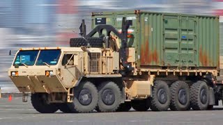 US Army Palletized Load System Trucks  Military Truck Time Lapse [upl. by Alrahc589]