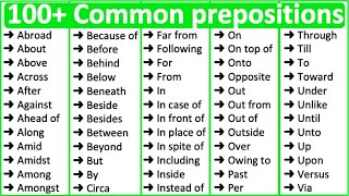 100 Common Prepositions in English 📚  Parts of speech [upl. by Ciredor439]