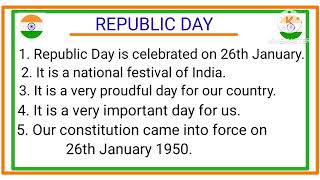 10 Line essay on Republic Day in English  26 January Republic Day essay essay on Republic Day [upl. by Nahtaoj]