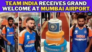 Team India Receives Grand Welcome At Mumbai Airport  Cricket News  T20 World Cup 2024 [upl. by Annaeerb762]