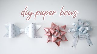 EASY DIY PAPER BOWS 3 WAYS [upl. by Hsizan]