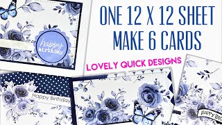 QUICK EASY BIRTHDAY CARD MAKING  6 DIY card design ideas  using up your patterned papers stash [upl. by Lutim912]