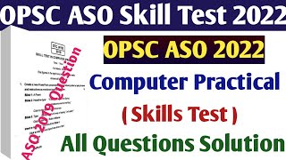 OPSC ASO Skill Test Previous Year Question  All Questions Solution [upl. by Gannes]