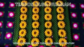 tejido en crochet CAMPO DE FLORES  video 1 hojas con flores como hacer la hoja [upl. by Meghan]