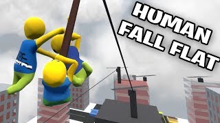 3 NOOBS ON THE ROOFTOPS in HUMAN FALL FLAT [upl. by Atinal12]