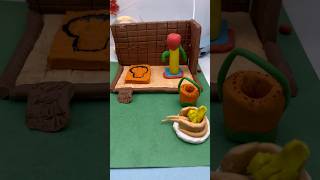 Village home with clay 😮❤️😍 diy cartooncraft craft handmade cartoncraftclay [upl. by Fugere]