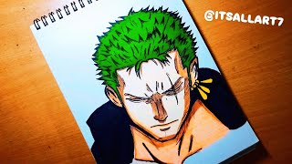 How to Draw Roronoa Zoro Step by Step  Easy One Piece Drawing Tutorial [upl. by Burrow]