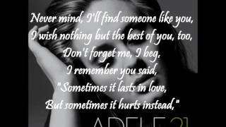 Adele  Someone like you WITH ONSCREEN LYRICS [upl. by Haimes138]