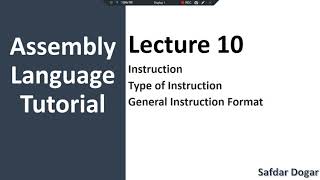 Instructions in Assembly Language  Type of Instructions  General Format Instruction in Assembly [upl. by Gibrian]