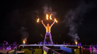 Fire Double Staffs at Cedar Point Boardwalk Nights Show 2024 [upl. by Jaime]