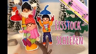 Playmobil  Eisstockschießen  Familie Mathes  Film für Kinder mit Spielzeugfiguren im City Life [upl. by Ynohtnakram]