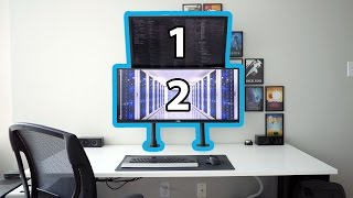 Stacked Dual Monitors using VIVO Arm Mounts [upl. by Enelrac]