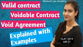 Valid Contract Voidable Contract amp Void Agreement  Explained with Examples  CLAT  AILET  DU LLM [upl. by Salome]