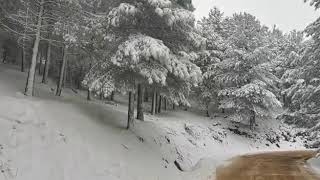 Vista general de la Sierra de Valdepeñas de Jaén por los Peñones tras la primera nevada de diciembre [upl. by Sihtnyc788]