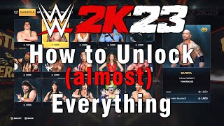 WWE 2K23 How to Unlock almost Everything Tutorial [upl. by Aronid]