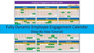 How to Make Fully Dynamic Employee Engagement Calendar for 2020 in Excel [upl. by Eintihw76]