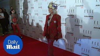 Queen of rock Debbie Harry wears gold crown at ELLE awards  Daily Mail [upl. by Ahael799]