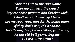 TAKE ME OUT To The BALL GAME Lyrics Words text Baseball 7th inning Sing along song [upl. by Laemaj]