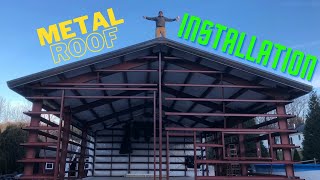 Steel Building Construction Metal Roof Installation 015 [upl. by Ahtrim699]