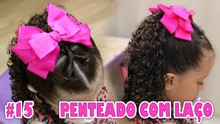 Penteado Infantil SEMIPRESO com LAÇO e Ligas de Silicone 15 Sr e Sra Martinez [upl. by Odnomar488]