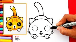 Aprende a dibujar un GATO KAWAII fácil  How to Draw a Cute Kitten Easy [upl. by Oswald]