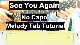 See You Again Guitar Lesson Melody Tab Tutorial No Capo Guitar Lessons for Beginners [upl. by Hayifas369]