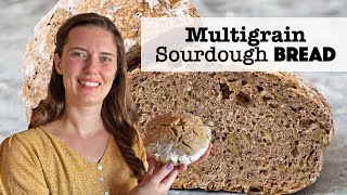 No Knead Multigrain Sourdough Bread Recipe [upl. by Aititil]