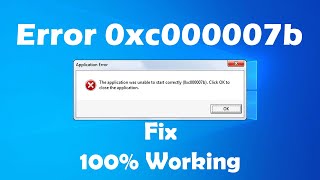 how to fix the application was unable to start correctly 0xc00007b click ok to close the application [upl. by Eetak]