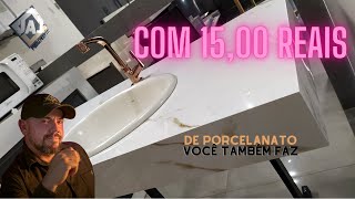 Bancada em porcelanato gastando 125 reais de material acompanhe o passo a passo [upl. by Anade]