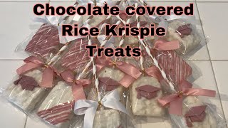 Chocolate dipped Rice Krispie treats  How to video  diy party treats [upl. by Madda]