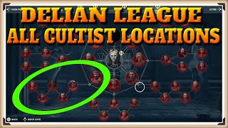 Assassins Creed Odyssey All DELIAN LEAGUE Cultist Locations  Cult Unmasked Trophy  Achievement [upl. by Haleehs650]