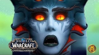 Azshara Death Cinematic Eternal Palace Raid Ending  Nzoth Breaks Chains WoW Lore [upl. by Noemis]