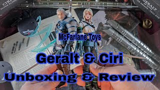 McFarlane Toys Witcher 3 The Wild Hunt Geralt amp Ciri  Action Figure Unboxing [upl. by Adnirim]