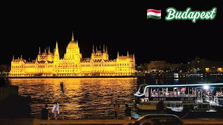 🇭🇺 Budapest Hungary Day amp Night Walking tour Elzbet Bridge The Parliament [upl. by Ynos]