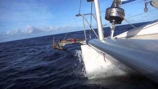 PDQ 32 catamaran sailing from Guadeloupe to Dominica [upl. by Macfadyn]