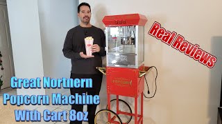 Great Northern Classic 8 Ounce Popcorn Machine With Cart 1 yr Real Review [upl. by Stu]