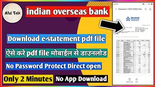 indian overseas bank account statement download download mini statement iob bank [upl. by Kernan]