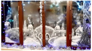 Snow Spray Window art Christmas Windows [upl. by Ajdan934]