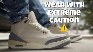 2022 AIR JORDAN 3 “MUSLIN” WEAR WITH EXTREME CAUTION… ON FEET [upl. by Eirrem]