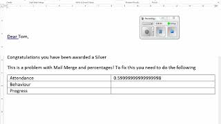 Mail Merge fixing the percentage fields [upl. by Ahsienyt]