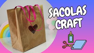 COMO MONTAR UMA SACOLA COM PAPEL CRAFT  SACOLA PARA PRESENTES [upl. by Dnaltroc673]