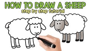 Learn How to Draw a Sheep  Easy Step by step drawing tutorial [upl. by Hajin]