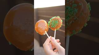 CARAMEL APPLE LOLLIPOPS  ITS TIME FOR SPOOKY SEASON🍏 shorts caramel diy candy caramelapple [upl. by Sitnalta887]