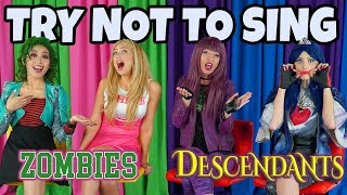 ZOMBIES VS DESCENDANTS TRY NOT TO SING ALONG DISNEY SONGS CHALLENGE Totally TV Parody Characters [upl. by Ehling617]