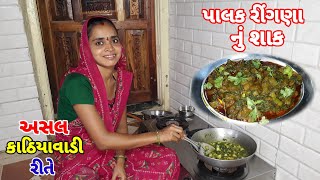 પાલક રીંગણા નું શાક  Gujarati Shaak Recipe  Palak Ringan Nu Shaak [upl. by Aniweta613]