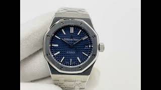 AUDEMARS PIGUET JF 오데마 피게 로얄 오크 블루 다이얼 오토매틱 남성용 시계 15450STOO1256ST03 [upl. by Sliwa]