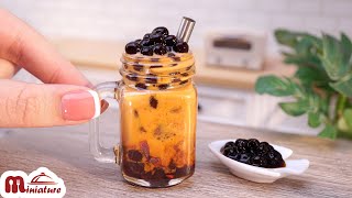 Yummy Miniature Boba Tea with Tapioca Pearl  Easy Sweet Bubble Tea Recipe  ASMR Cooking Mini Food [upl. by Cott]