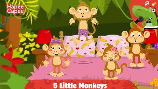 Five Little Monkeys  HapeeCapee Nursery Rhymes amp Kids Songs [upl. by Prudy28]