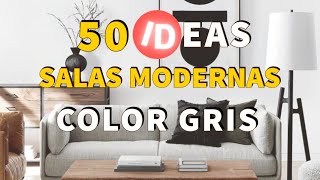 50 IDEAS para decorar SALAS MODERNAS de color GRIS  TIPS DE DECORACION Y DISEÑO DE INTERIORES [upl. by Yerffej]